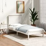 Cadru de pat, alb, 100x200 cm, lemn masiv de pin GartenMobel Dekor