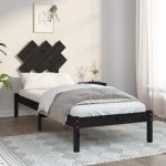 Cadru de pat mic single 2FT6, negru, 75x190 cm, lemn masiv GartenMobel Dekor