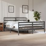Cadru de pat, gri, 200x200 cm, lemn masiv de pin GartenMobel Dekor