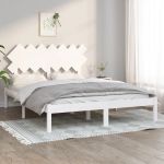 Cadru de pat King Size 5FT, alb, 150x200 cm, lemn masiv GartenMobel Dekor