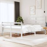 Cadru pat, alb, 140x190 cm, lemn masiv de pin GartenMobel Dekor