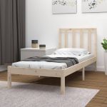 Cadru de pat mic single, 75x190 cm, lemn masiv de pin GartenMobel Dekor