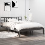 Cadru de pat, gri, 200x200 cm, lemn masiv GartenMobel Dekor