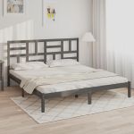 Cadru de pat, gri, 200x200 cm, lemn masiv GartenMobel Dekor