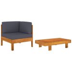 Set mobilier grădină perne gri închis, 2 piese, lemn acacia GartenMobel Dekor
