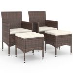 Set scaune de grădină și taburet, 4 piese, maro, poliratan GartenMobel Dekor