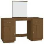 Set masă de toaletă cu oglindă, maro miere, lemn masiv de pin GartenMobel Dekor