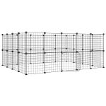 Cușcă animale de companie cu ușă 36 panouri negru 35x35 cm oțel GartenMobel Dekor