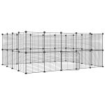 Cușcă animale de companie cu ușă 36 panouri negru 35x35 cm oțel GartenMobel Dekor