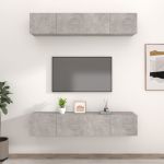Comode TV, 4 buc., gri beton, 80x30x30 cm, lemn prelucrat GartenMobel Dekor