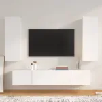 Set dulap TV, 4 piese, alb, lemn prelucrat GartenMobel Dekor