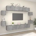 Set dulap TV, 8 piese, gri sonoma, lemn prelucrat GartenMobel Dekor