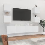 Set dulap TV, 6 piese, alb, lemn prelucrat GartenMobel Dekor