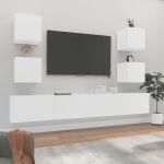 Set dulap TV, 6 piese, alb, lemn prelucrat GartenMobel Dekor