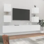 Set dulap TV, 6 piese, alb, lemn prelucrat GartenMobel Dekor