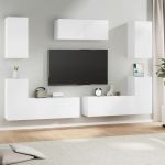 Set dulap TV, 7 piese, alb, lemn prelucrat GartenMobel Dekor