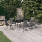 Set mobilier de grădină, gri și negru, 9 piese GartenMobel Dekor