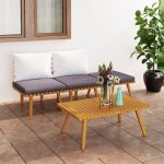Set mobilier de grădină cu perne, 4 piese, lemn masiv de acacia GartenMobel Dekor