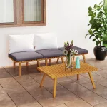 Set mobilier de grădină cu perne, 4 piese, lemn masiv de acacia GartenMobel Dekor