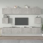 Set dulap TV, 6 piese, gri beton, lemn prelucrat GartenMobel Dekor