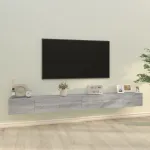 Set dulap TV, 3 piese, gri sonoma, lemn prelucrat GartenMobel Dekor