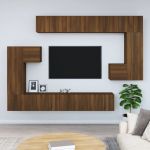 Dulap TV montat pe perete, stejar maro, lemn prelucrat GartenMobel Dekor