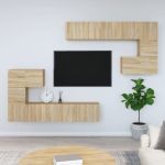 Dulap TV montat pe perete, stejar sonoma, lemn prelucrat GartenMobel Dekor