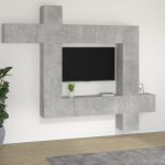 Set comodă TV, 9 piese, gri beton, lemn prelucrat GartenMobel Dekor