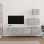 Set dulap TV, 4 piese, gri beton, lemn prelucrat GartenMobel Dekor