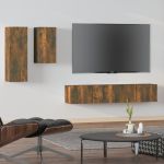 Set dulapuri TV, 4 piese, stejar fumuriu, lemn prelucrat GartenMobel Dekor