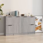 Servantă, 3 buc., sonoma gri, lemn prelucrat GartenMobel Dekor