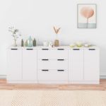 Servante, 3 piese, alb, lemn prelucrat GartenMobel Dekor