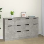 Set servantă, 3 piese, gri beton, lemn prelucrat GartenMobel Dekor