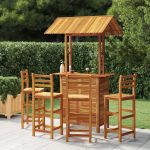 Set mobilier de bar de grădină, 5 piese, lemn masiv de acacia GartenMobel Dekor