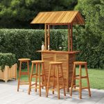 Set mobilier de bar de grădină, 5 piese, lemn masiv de acacia GartenMobel Dekor