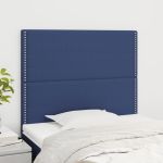 Tăblii de pat, 2 buc, albastru, 100x5x78/88 cm, textil GartenMobel Dekor