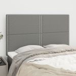 Tăblii de pat, 4 buc, gri închis, 72x5x78/88 cm, textil GartenMobel Dekor
