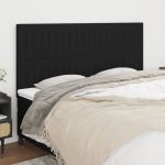 Tăblii de pat, 4 buc, negru, 100x5x78/88 cm, textil GartenMobel Dekor