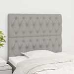 Tăblii de pat, 2 buc, gri deschis, 90x7x78/88 cm, textil GartenMobel Dekor