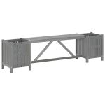 Bancă de grădină cu 2 jardiniere, 150 cm, gri, lemn de acacia GartenMobel Dekor