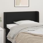 Tăblie de pat cu aripioare negru 83x16x78/88 cm piele ecologică GartenMobel Dekor