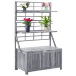 Cutie depozitare cu spalier, gri 99x55x160 cm lemn masiv acacia GartenMobel Dekor