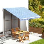 Pânză de rezervă copertină, albastru și alb, 4x3,5 m GartenMobel Dekor