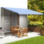 Pânză de rezervă copertină, albastru și alb, 5x3,5 m GartenMobel Dekor