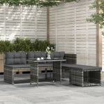 Set mobilier de grădină cu perne, 4 piese, gri, poliratan GartenMobel Dekor