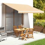 Pânză de rezervă copertină, galben și alb, 4x3,5 m GartenMobel Dekor