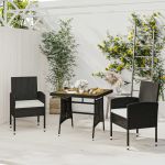 Set mobilier de exterior, 3 piese, negru, poliratan GartenMobel Dekor