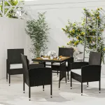 Set mobilier de exterior, 5 piese, negru, poliratan GartenMobel Dekor