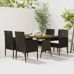 Set mobilier de exterior, 5 piese, negru, poliratan GartenMobel Dekor