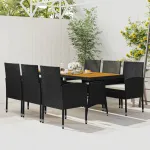 Set mobilier de exterior, 7 piese, negru, poliratan GartenMobel Dekor
